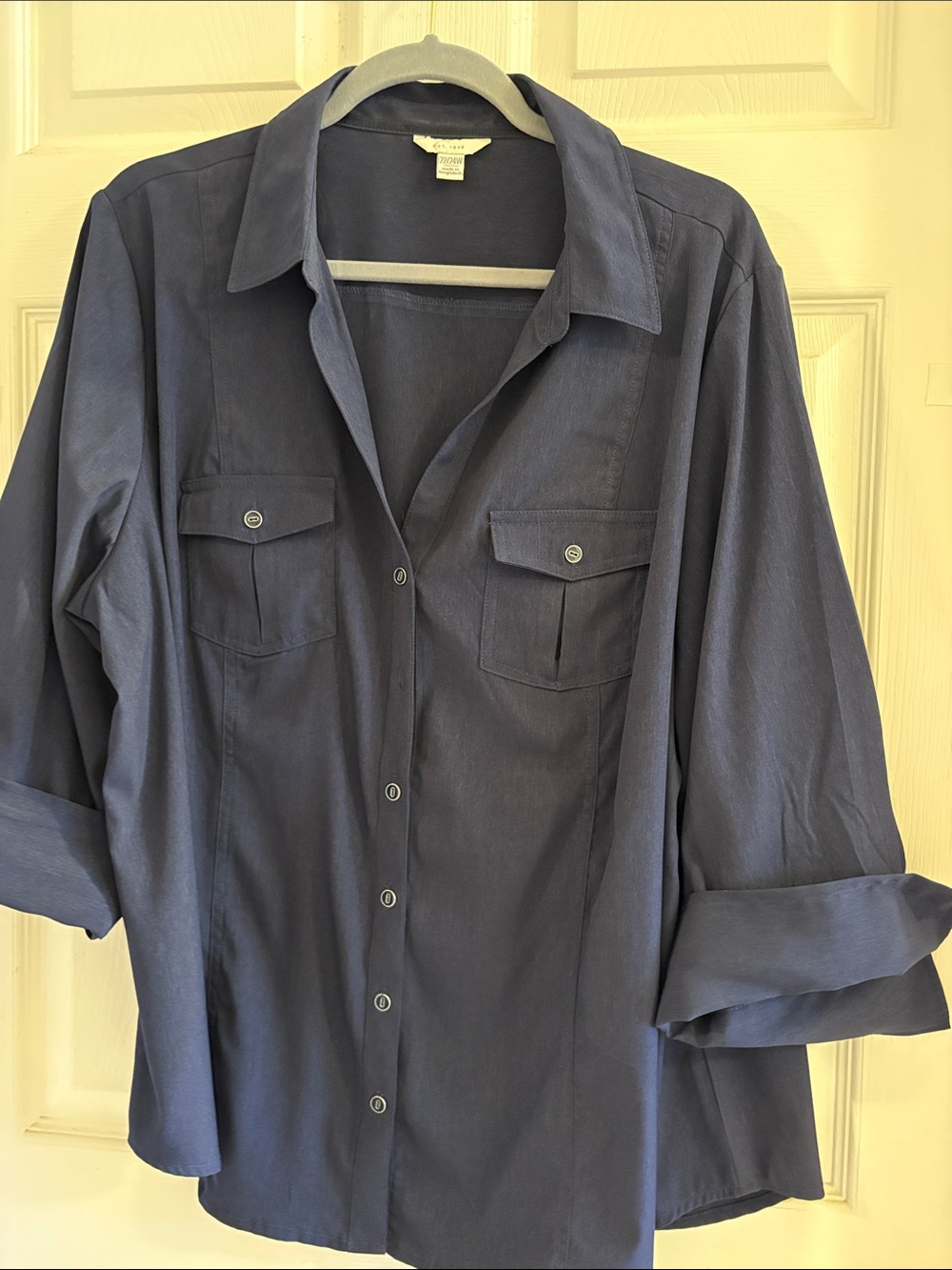Cato Navy Blue Button-Front Women’s Shirt